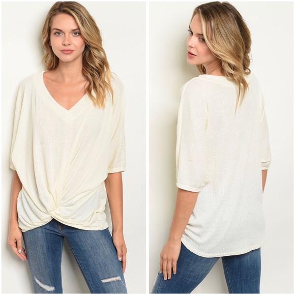 Tops - Front twist waffle knit top